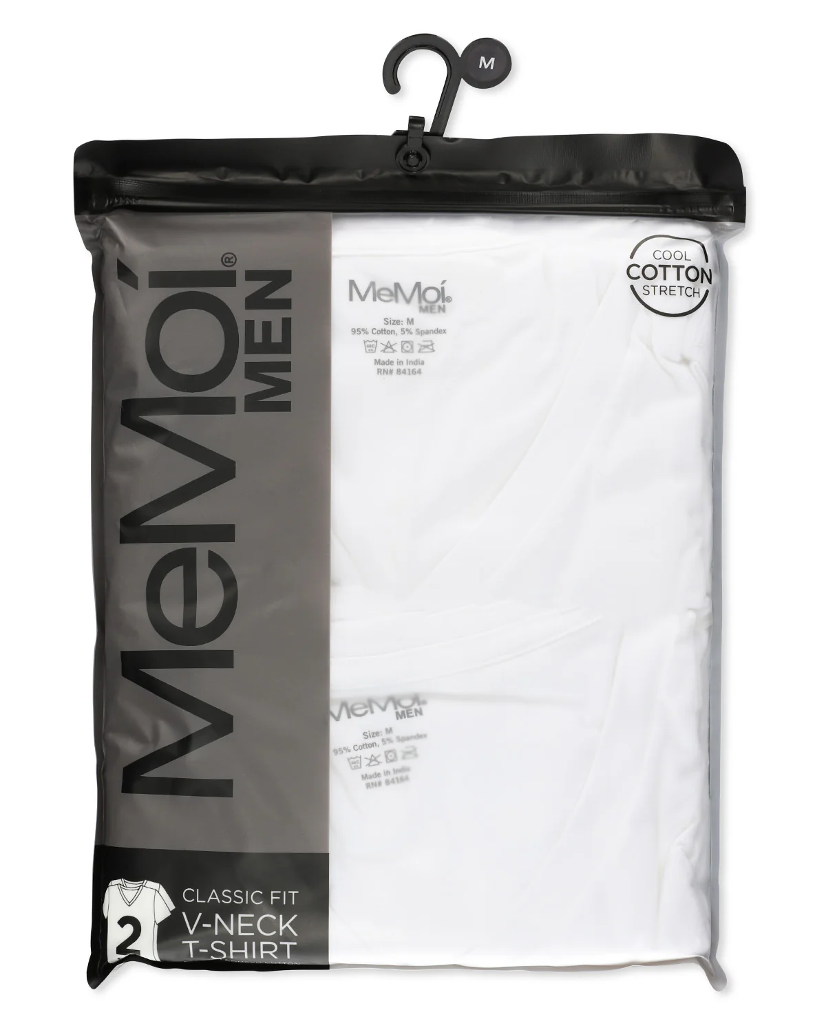 2 Pair Men's V-Neck Cool Cotton Stretch T-Shirt Undershirt – Image 5