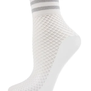 Metallic Stripe Fishnet Ankle Sock