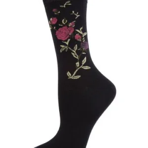 Metallic Floral Cotton Blend Crew Socks