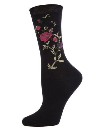 Metallic Floral Cotton Blend Crew Socks – Image 2