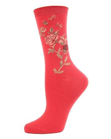 Metallic Floral Cotton Blend Crew Socks – Image 4