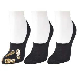 Women's 3 Pair Pack Golden Pineapples No Show Liner Socks