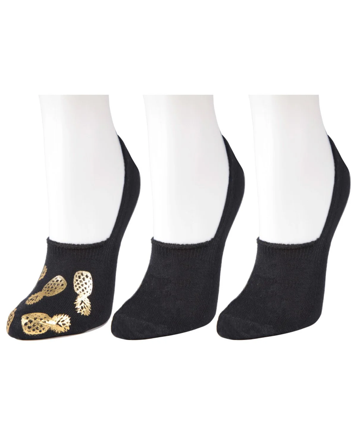 Women's 3 Pair Pack Golden Pineapples No Show Liner Socks