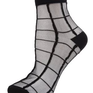 Cheery Checker Sheer See-Through Ankle Socks