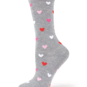 Delicate Hearts Bamboo Blend Crew Socks
