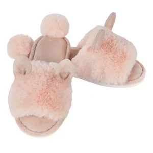Bunny Hop Pom-Pom Open Toe Plush Slippers
