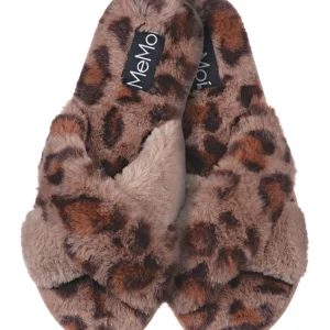 Cheetah Crossover Open Toe Plush Slippers