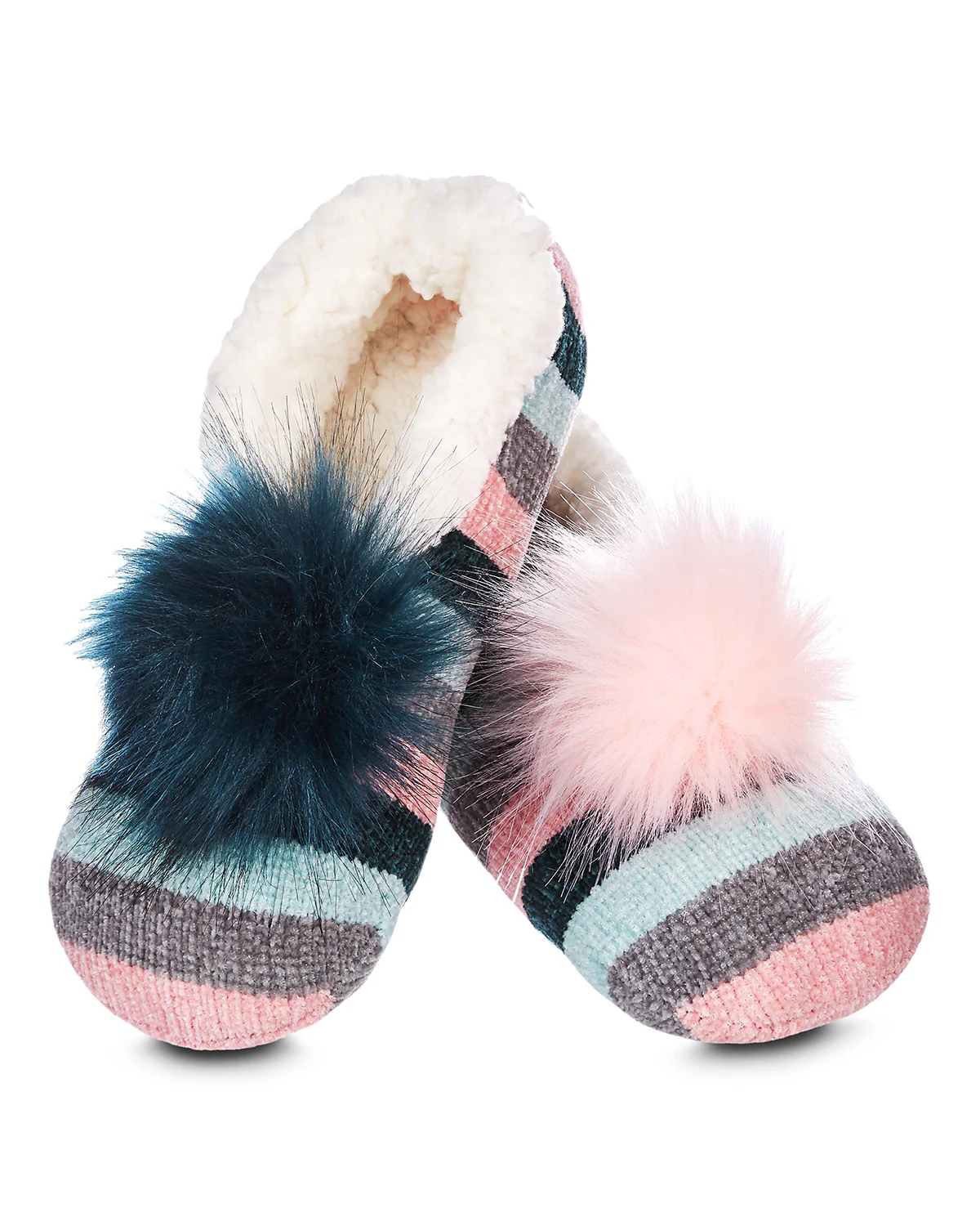 Stripe Chenille Interchangeable Pom Pom Slippers – Image 6