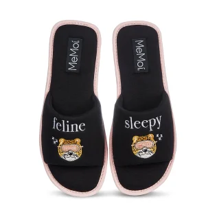 Feline Sleepy Open-Toe Slippers