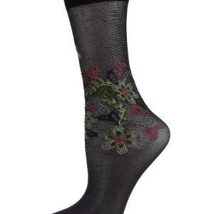 Cascading Cyprus Floral Sheer Crew Sock