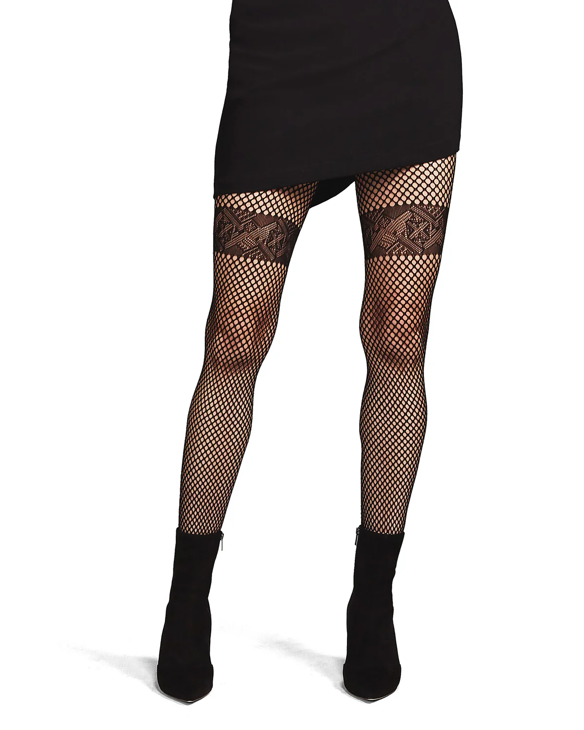 Geometric Band Tight Netted Fishnet Tights – Image 4