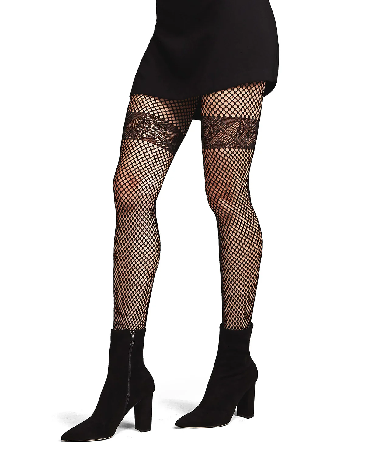 Geometric Band Tight Netted Fishnet Tights – Image 2