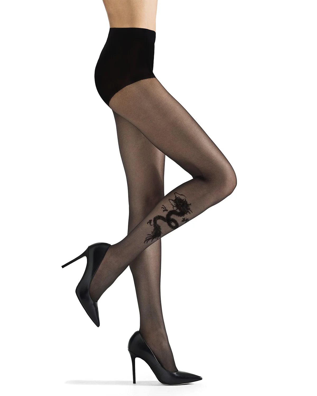 Women's Dangerous Dragon Sheer Nylon Tights