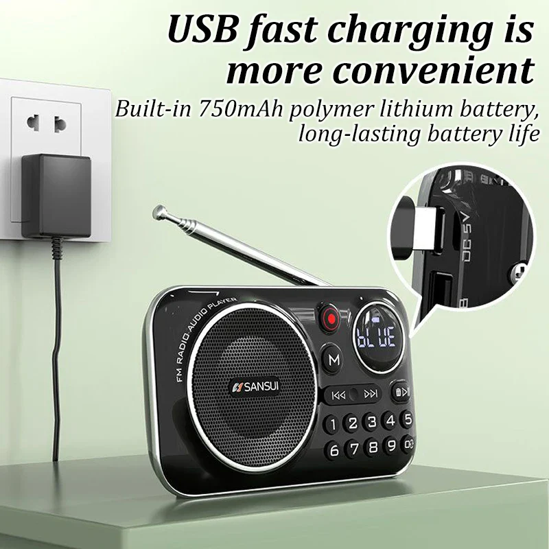 Mini Radio FM Vintage 4 en 1 avec fonction enregistrement - Bluetooth + Lecteur USB et Carte SD – Image 7