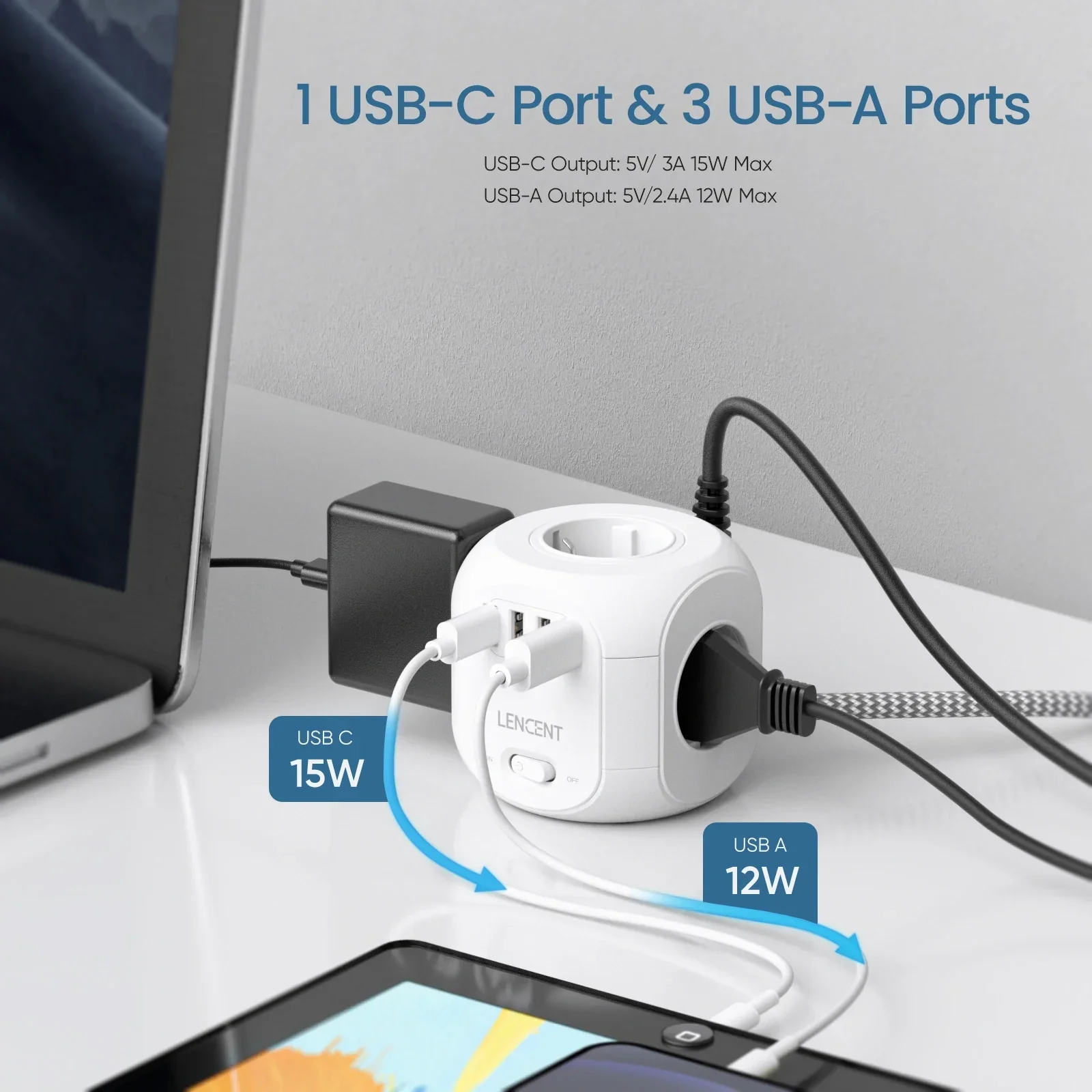Multiprise Ralonge USB 8 en 1 CUBE – Image 5