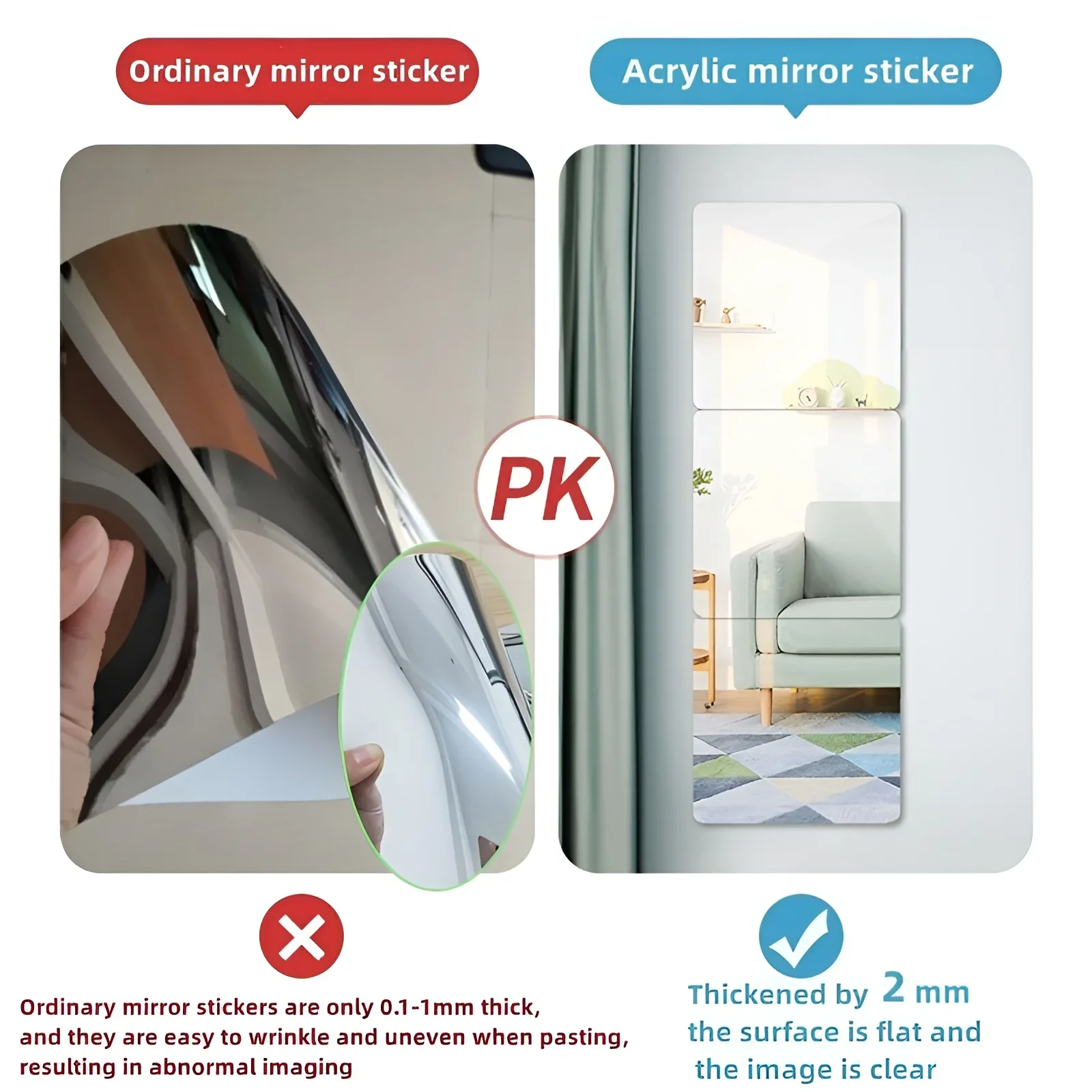 Lot de 4 Autocollants Muraux en Miroir Acrylique – Image 7