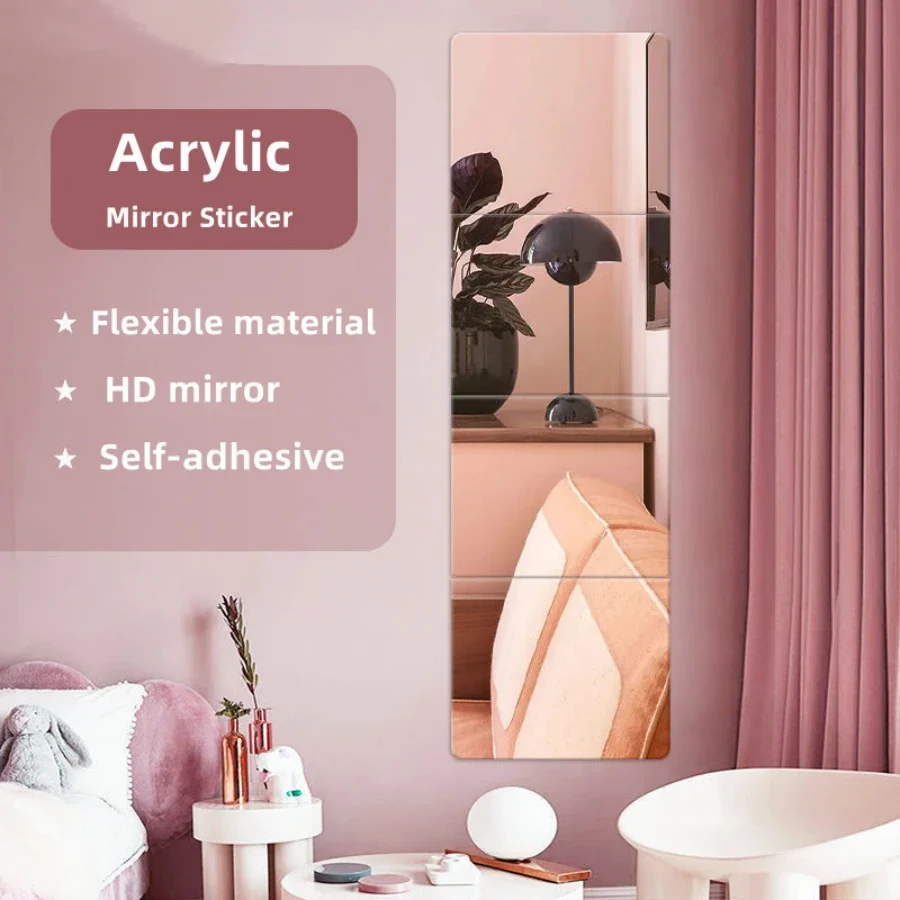 Lot de 4 Autocollants Muraux en Miroir Acrylique – Image 3