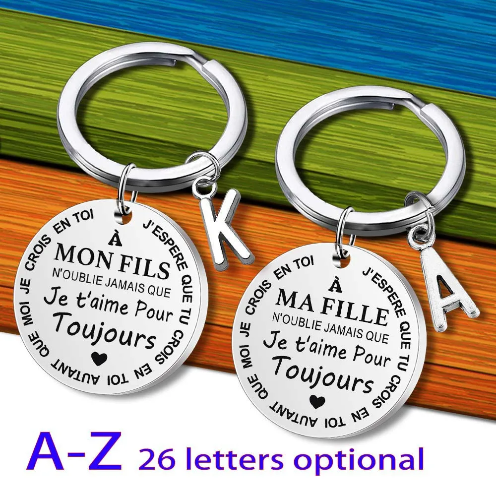 Porte-Clé à offrir "Ma fille" et "Mon fils" avec intiale - Idée Cadeau – Image 2