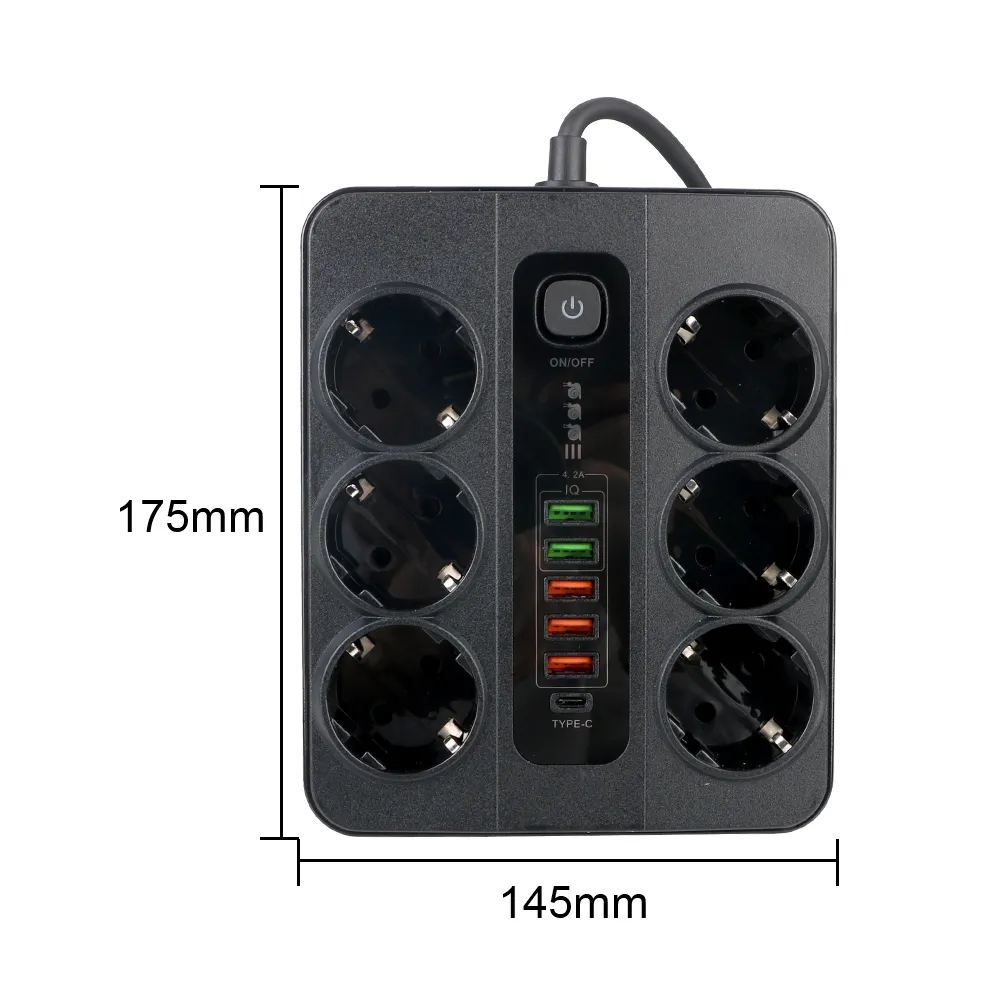 Multiprise 12 en 1 avec bouton On/Off - 6 Prises et 6 Ports USB – Image 7