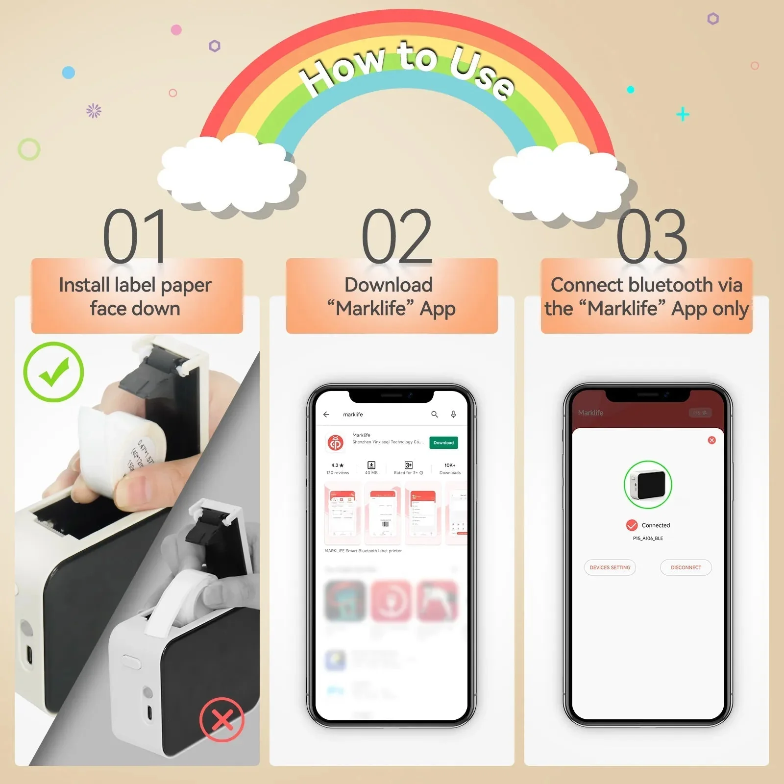 Mini imprimante d'étiquettes thermiques Bluetooth – Image 4