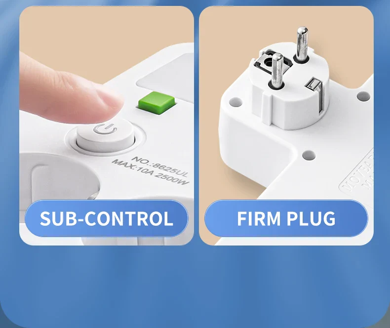 Multiprise murale 2500W - 4 Prises, 2 USB + 1 Type- C – Image 5