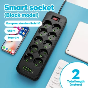 Multiprise 10 Prises + USB & Type-C – 2m