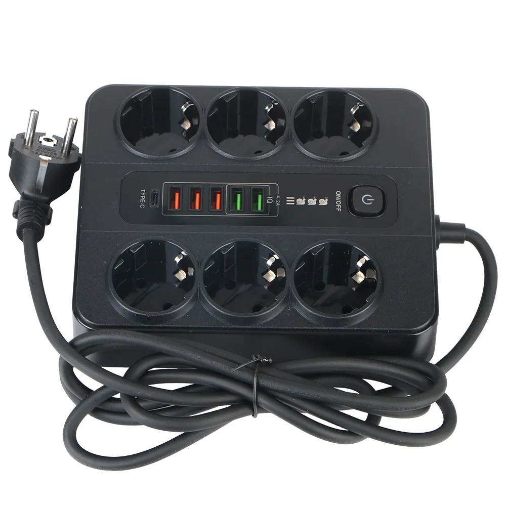 Multiprise 12 en 1 avec bouton On/Off - 6 Prises et 6 Ports USB – Image 3