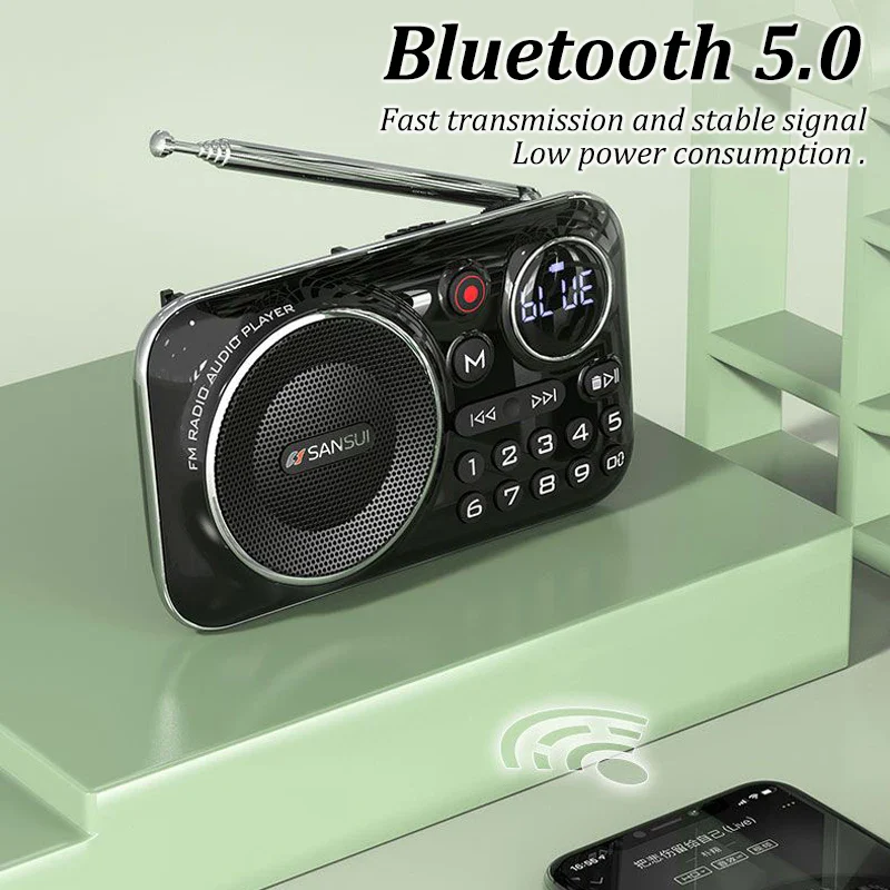 Mini Radio FM Vintage 4 en 1 avec fonction enregistrement - Bluetooth + Lecteur USB et Carte SD – Image 4