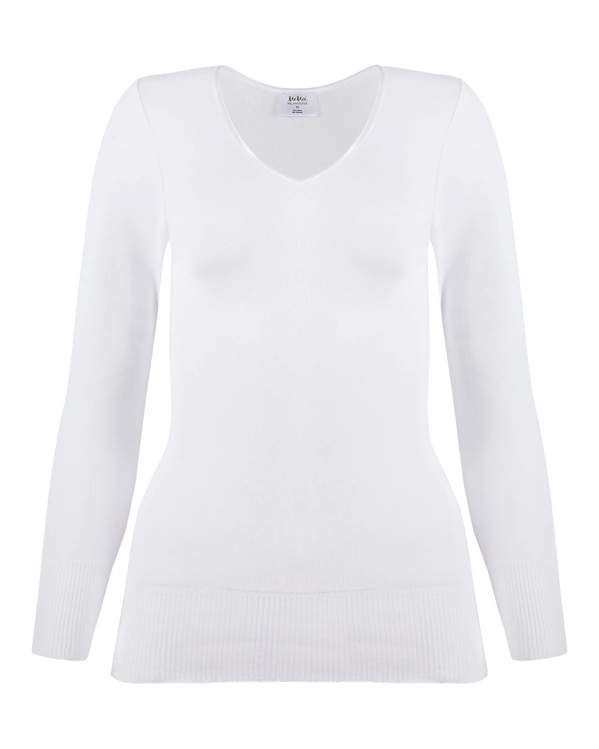 Poly Viscose Flat Knit Long Sleeve V Neck Top – Image 5
