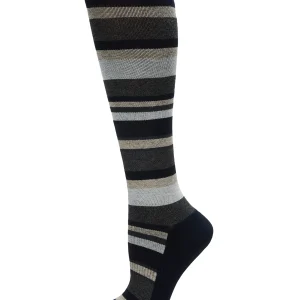Unisex Multi Striped Cotton Blend 15-20mmHg Graduated Compression Socks
