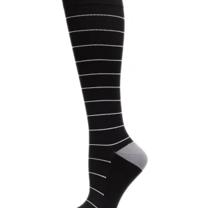 Unisex Thin Striped Antimicrobial Nylon 15-20mmHg Graduated Compression Socks