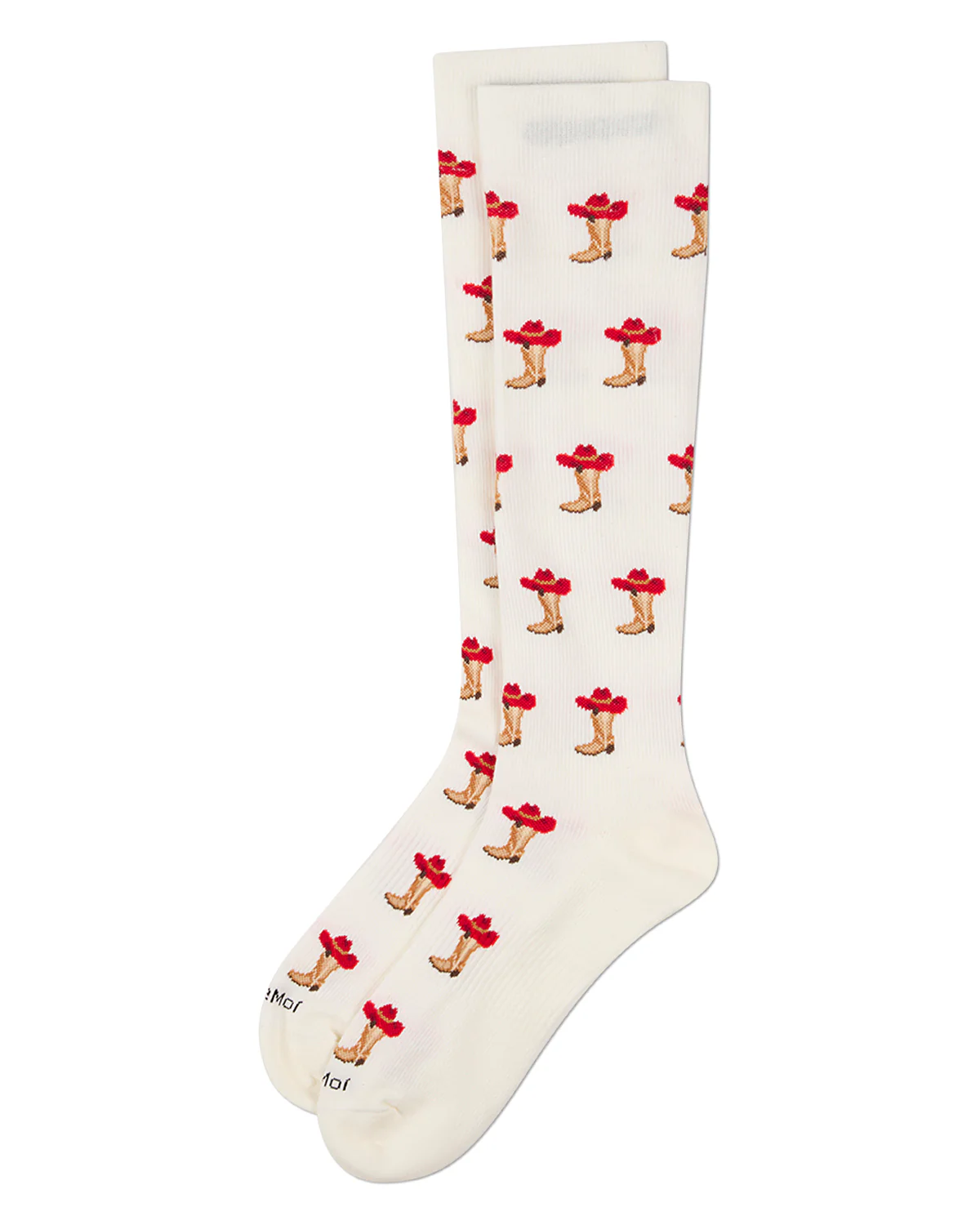 Unisex "Cowboy Boots" Cotton Blend Moderate Compression Knee Socks – Image 4