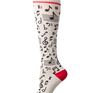 Unisex "Musical Notes" Cotton Blend Moderate Compression Knee Socks