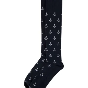 Unisex "Nautical Anchors" Cotton-Blend Graduated Compression Sock