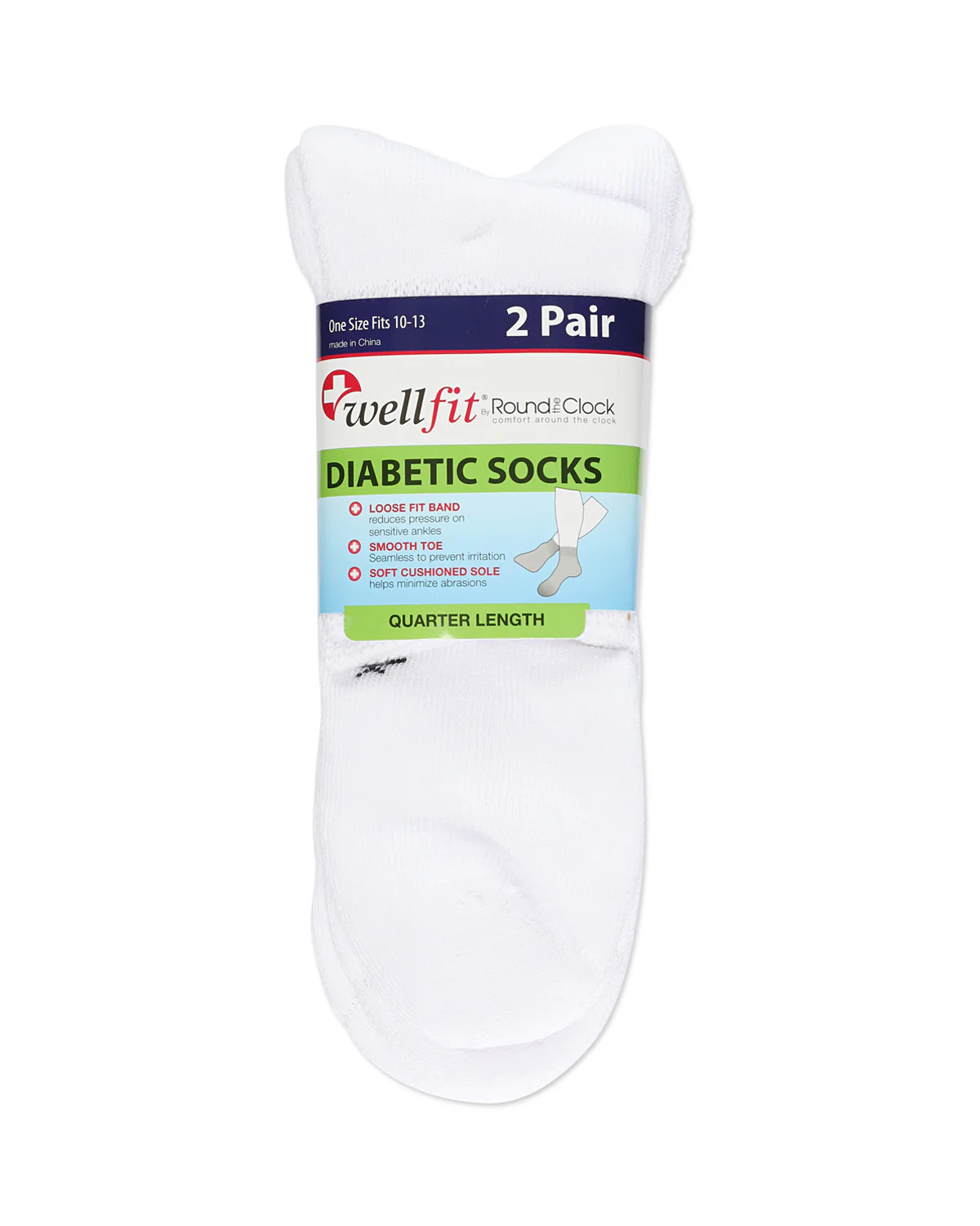 Diabetic Well-Fit White Quarter Socks – Image 3