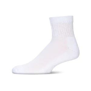 Diabetic Well-Fit White Quarter Socks