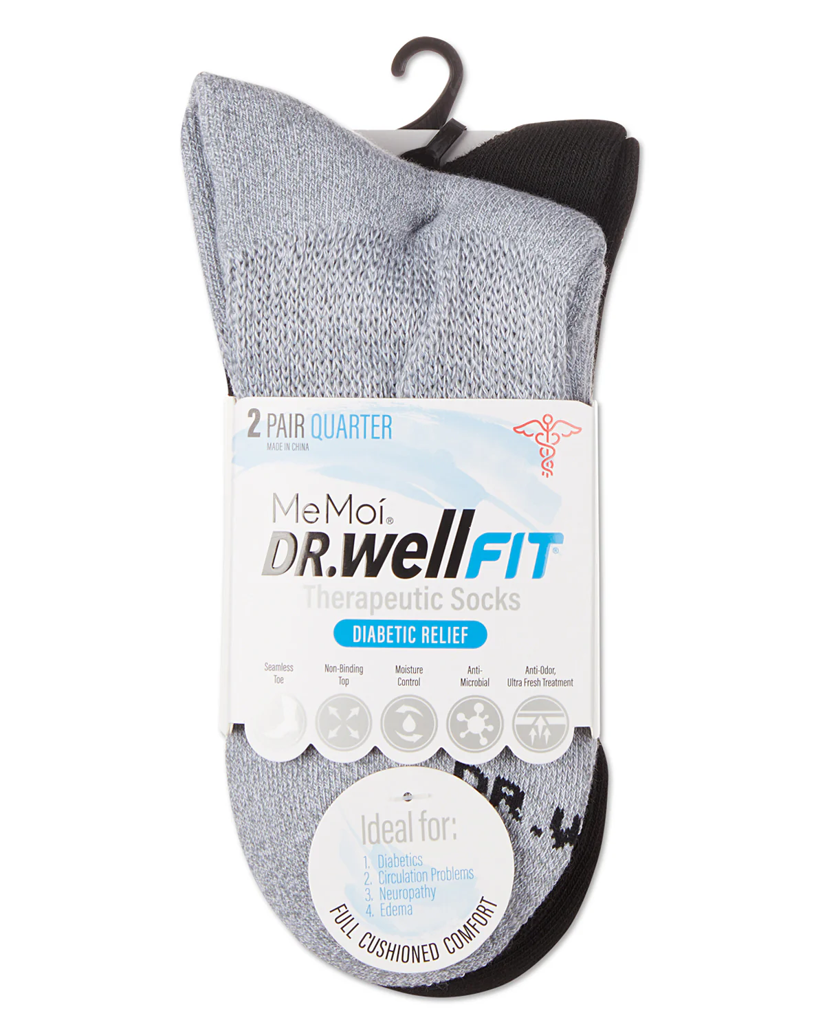 2 Pair Pack Diabetic Full Cushioned Quarter Socks – Image 8