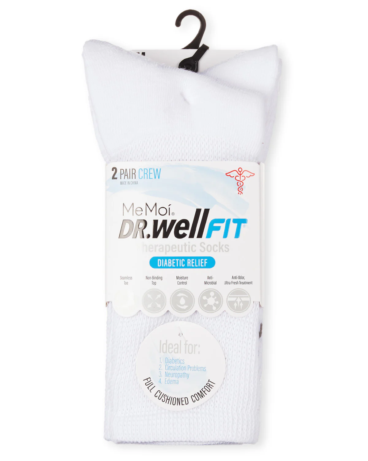 2 Pair Pack Diabetic Full Cushioned Crew Socks – Image 9